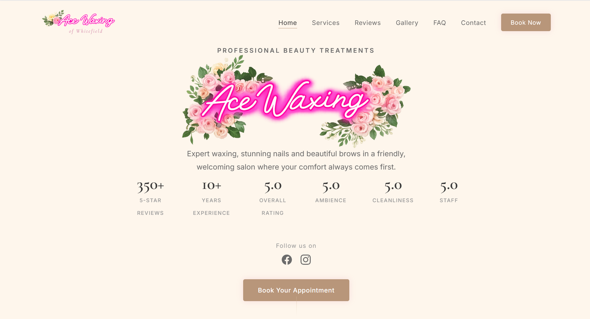 Ace Waxing of Whitefield website with smart booking system