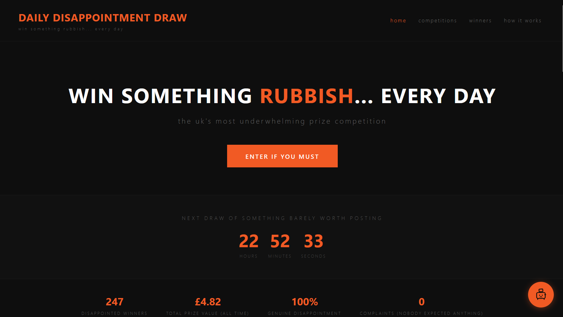 Daily Disappointment Draw website