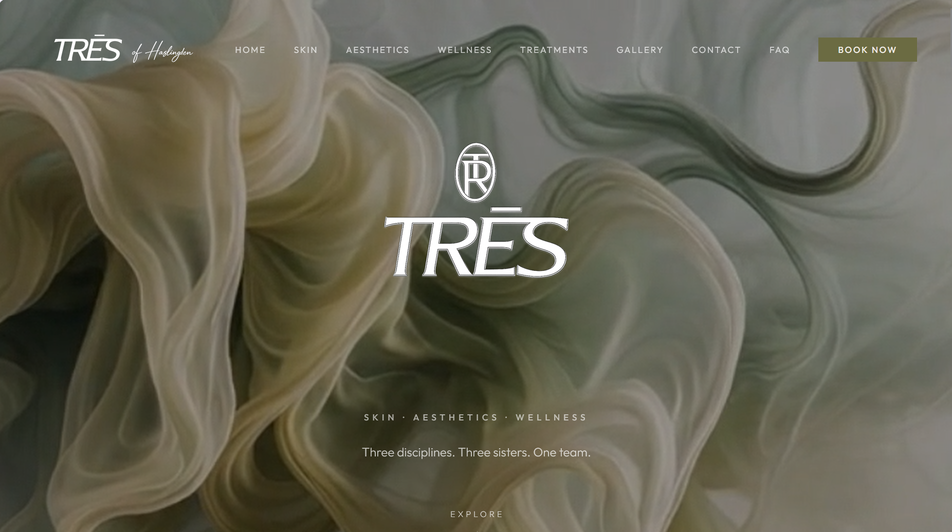 Tres Studios skin aesthetics and wellness website